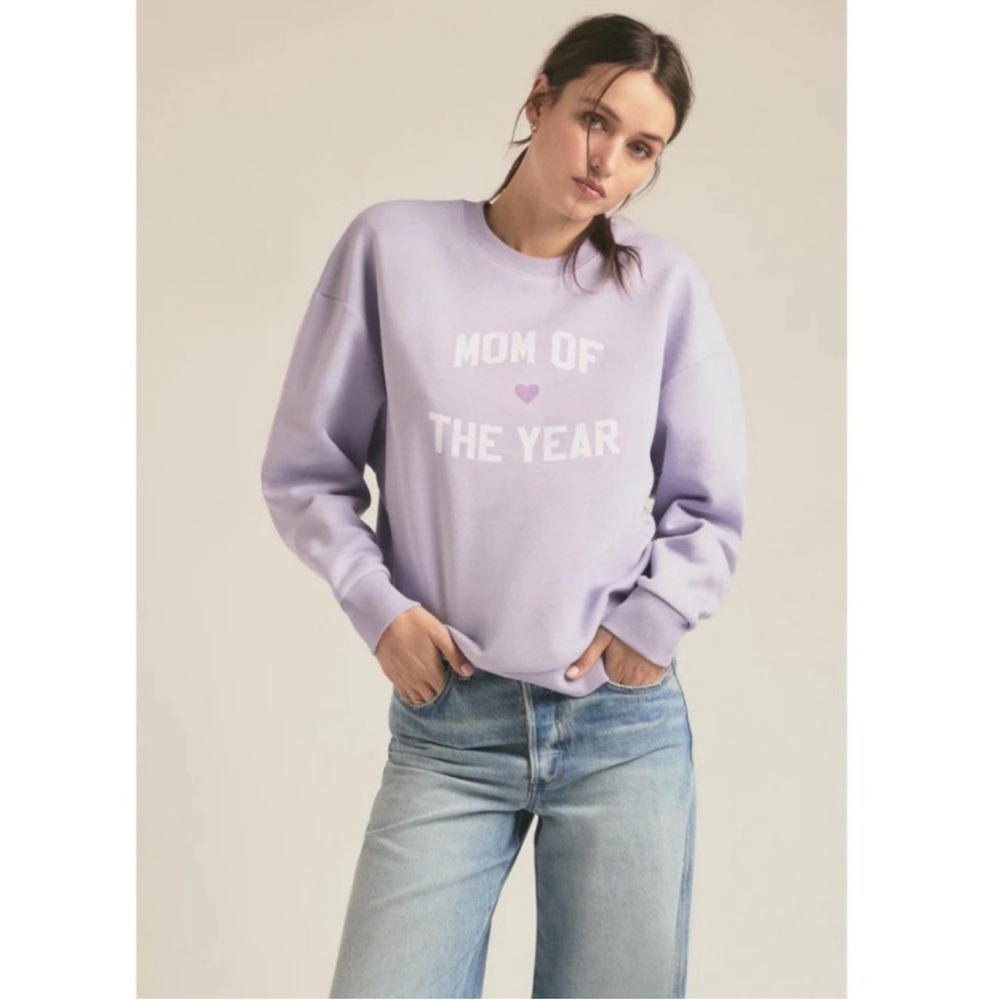 Favorite Daughter Mom of the Year Crew Oversized Sweatshirt Purple Large
